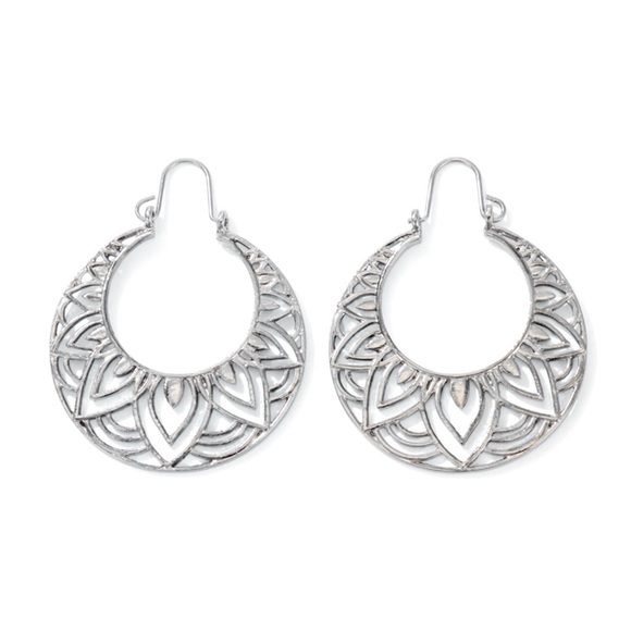 Any 2/$20! Silver Boho Cut-Out Hoop Earrings - Picture 4 of 6